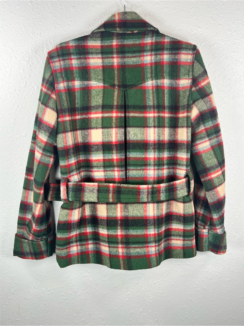 Polo Ralph Lauren Wool Tartan Plaid Belted Peacoat Jacket 4 - Picture 3 of 10